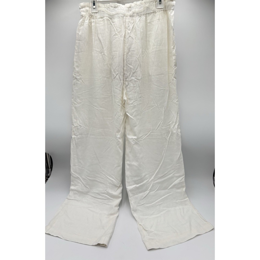 Thread & Supply Linen Blend Wide Leg Pants White XL NWT Beach Resort Boho - Picture 5 of 9